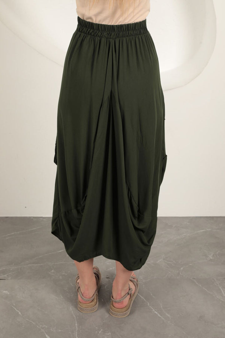 KKT Viscose Fabric Embroidered Skirt-Khaki - Evanston