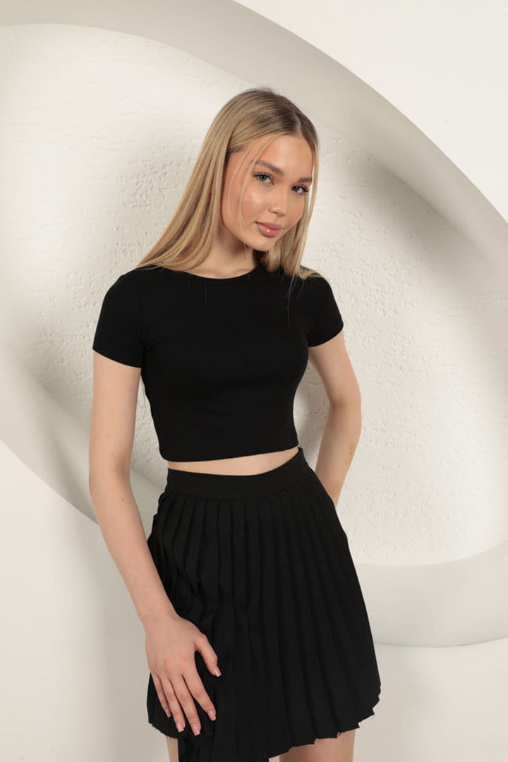 KKT Viscose Fabric Basic Crop-Black - Wilmington