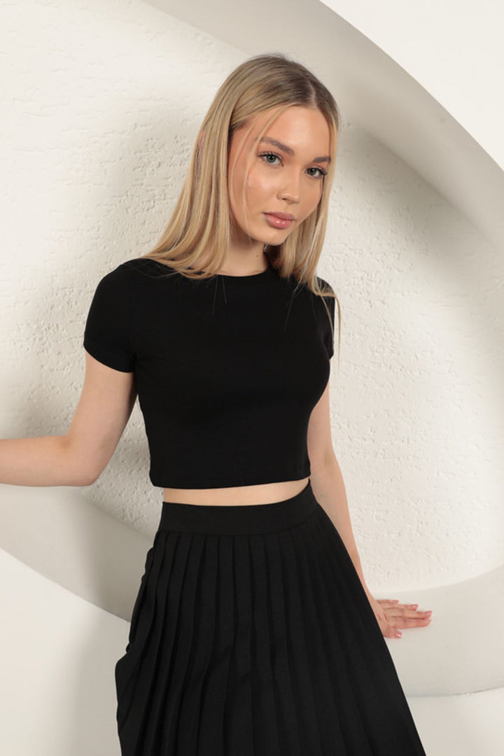 KKT Viscose Fabric Basic Crop-Black - Wilmington