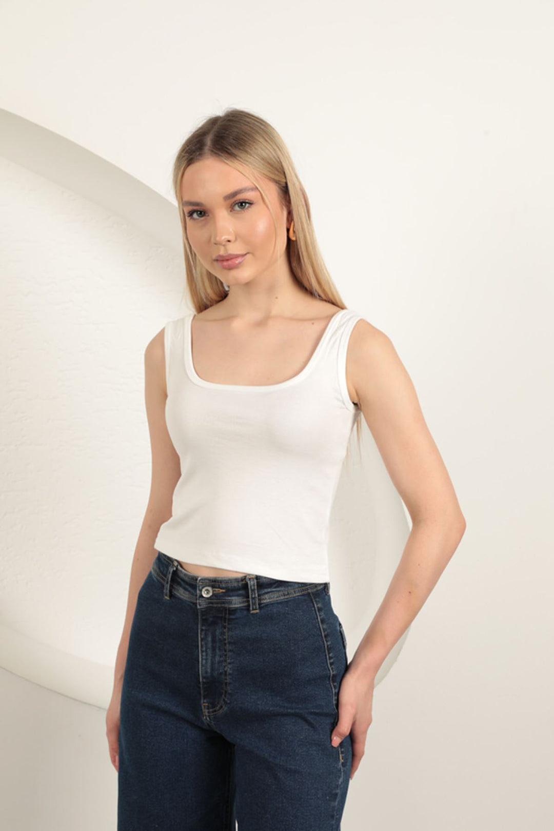 KKT Strawberry Viscose Fabric Suspender Crop-Ecru - Reus