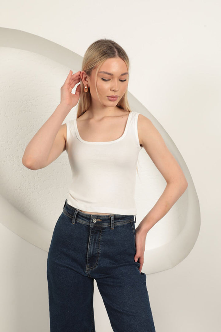 KKT Strawberry Viscose Fabric Suspender Crop-Ecru - Reus