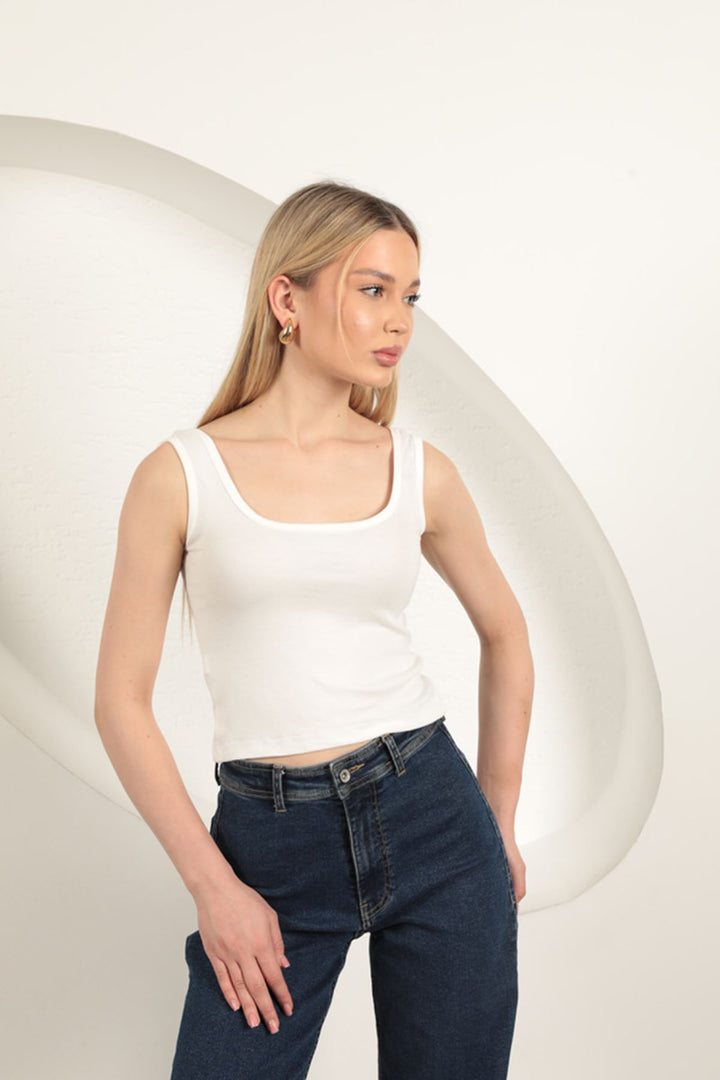 KKT Strawberry Viscose Fabric Suspender Crop-Ecru - Reus