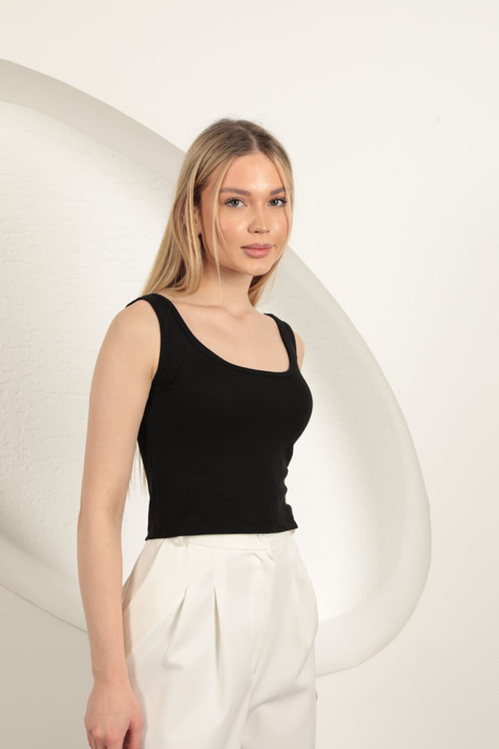 KKT Strawberry Viscose Fabric Suspender Crop-Black - Varash