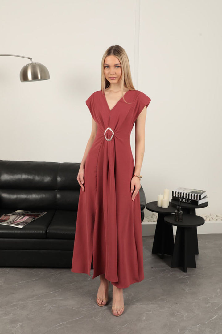 KKT Buckle Detailed Dress-Dry Rose - Drohobych