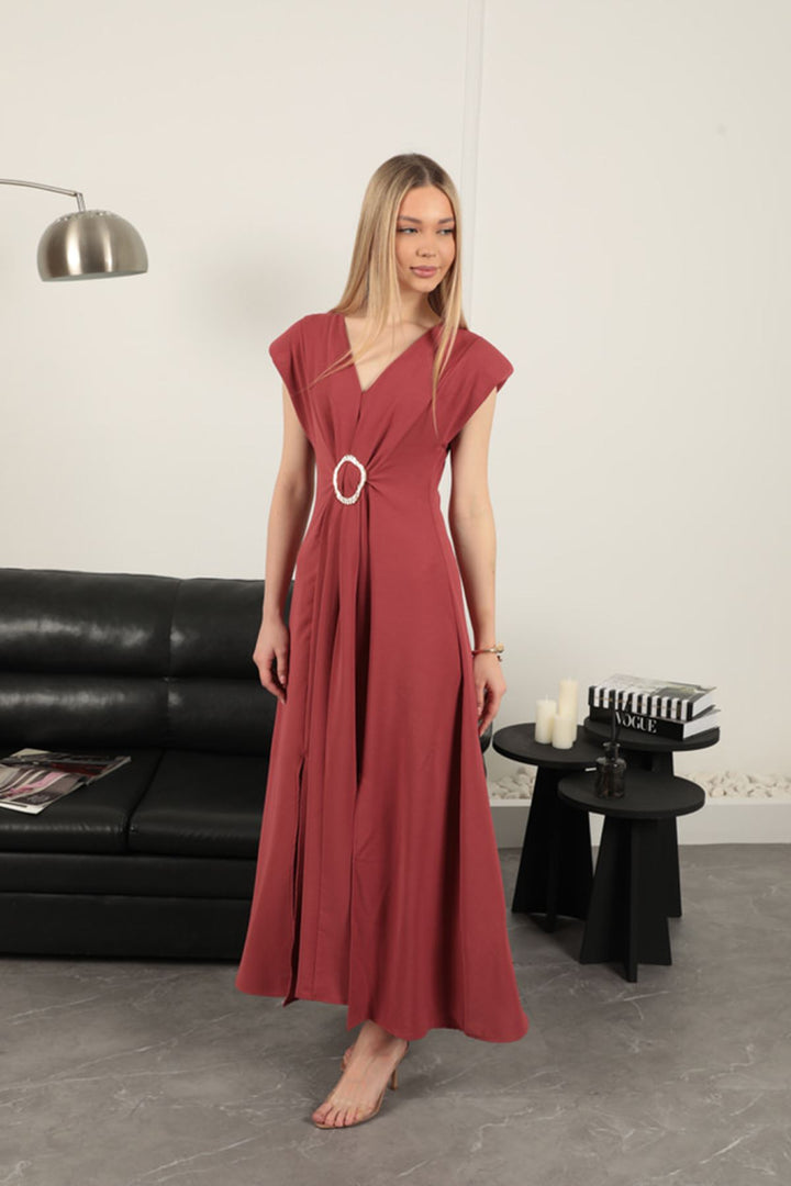 KKT Buckle Detailed Dress-Dry Rose - Drohobych