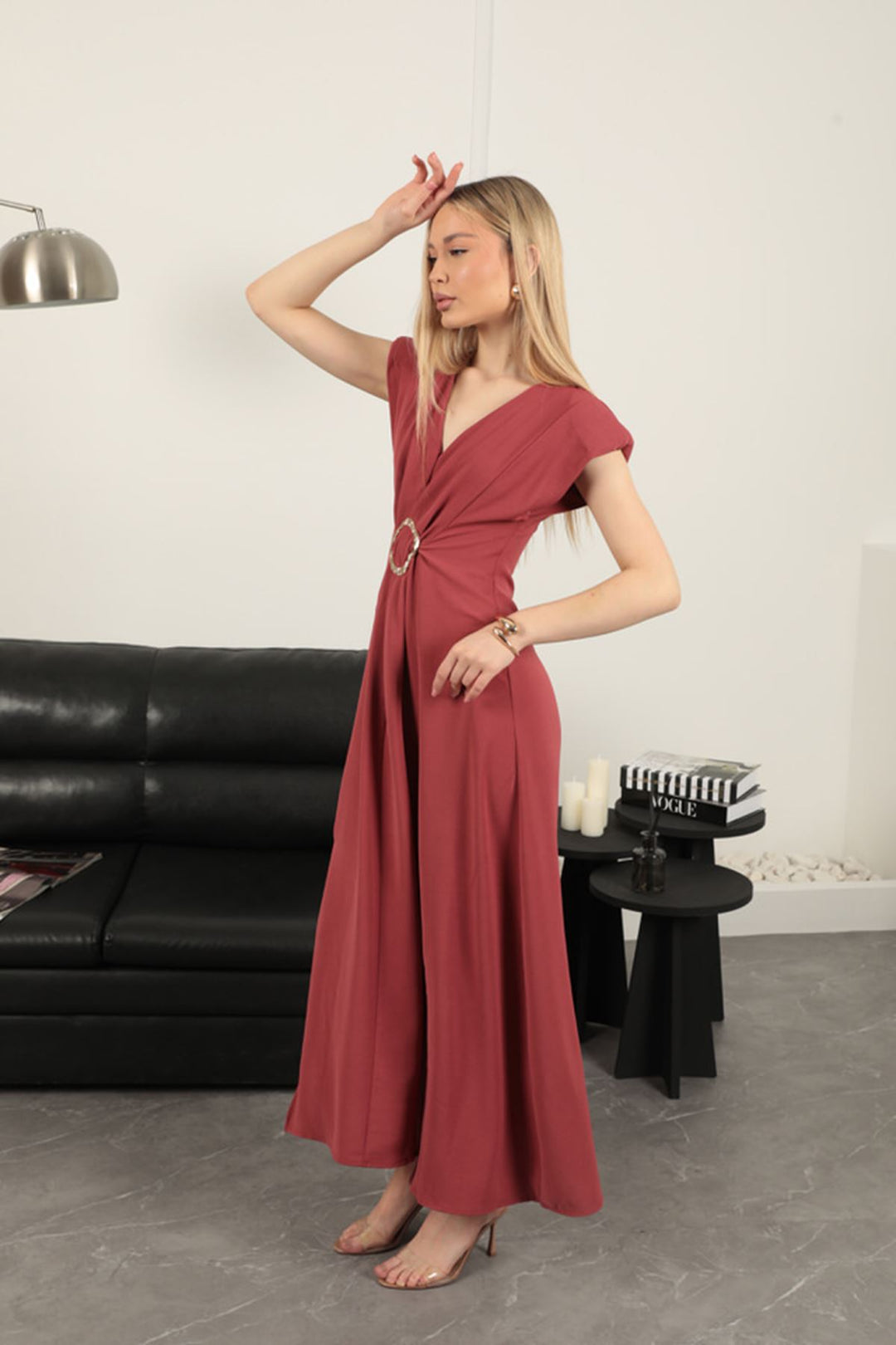 KKT Buckle Detailed Dress-Dry Rose - Drohobych
