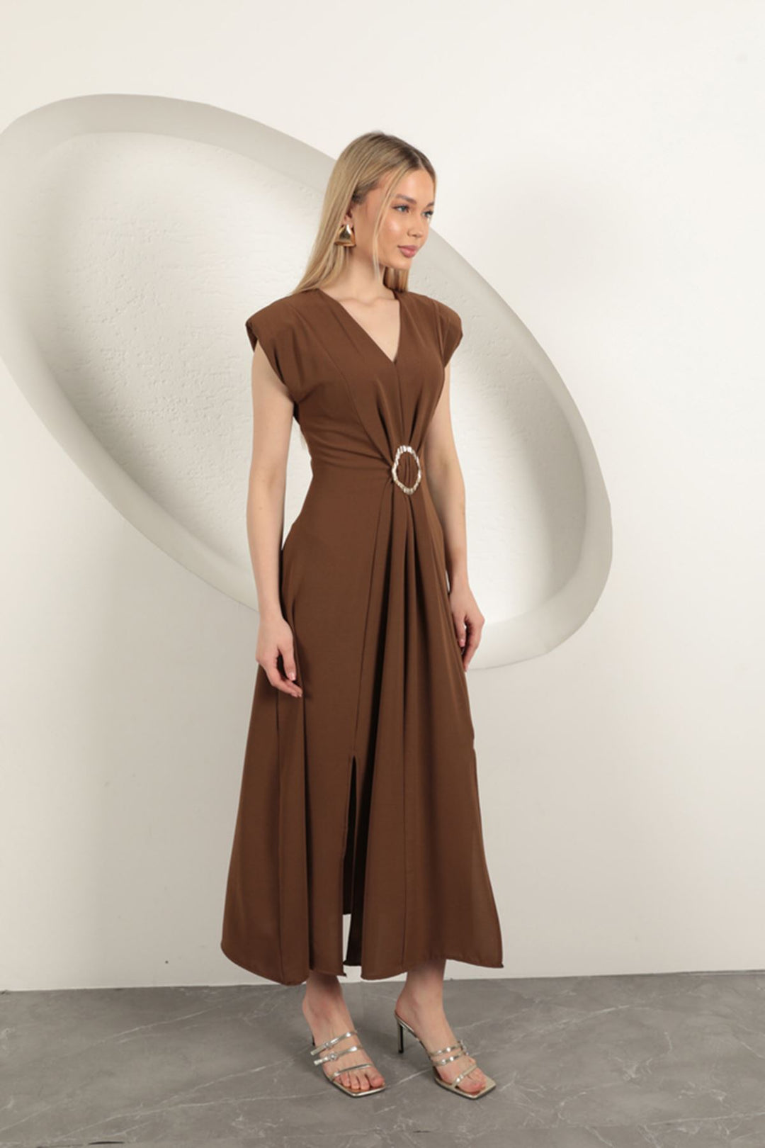 KKT Buckle Detailed Dress-Brown - East Orange