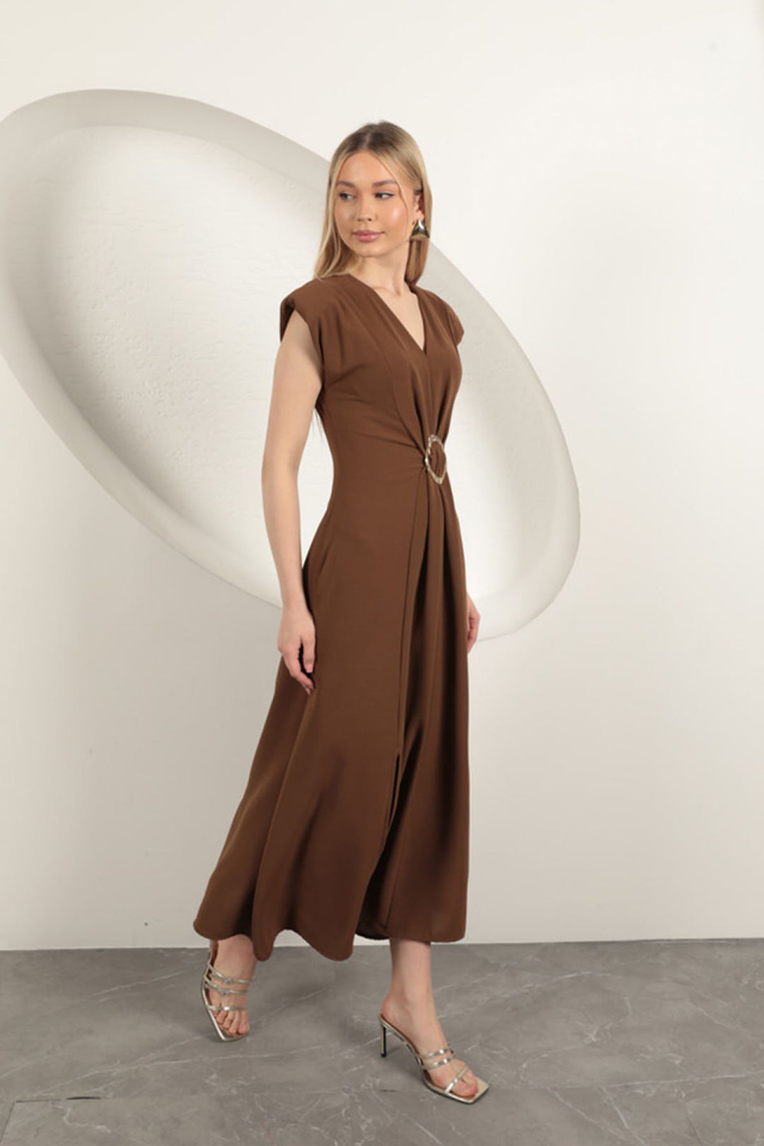 KKT Buckle Detailed Dress-Brown - East Orange