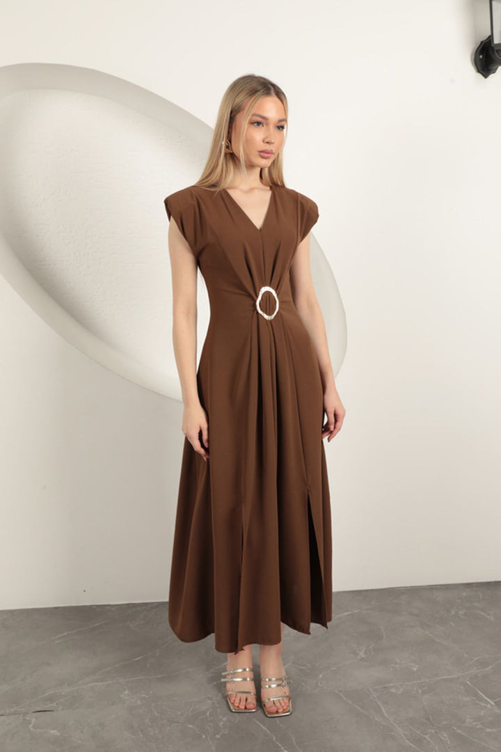 KKT Buckle Detailed Dress-Brown - East Orange