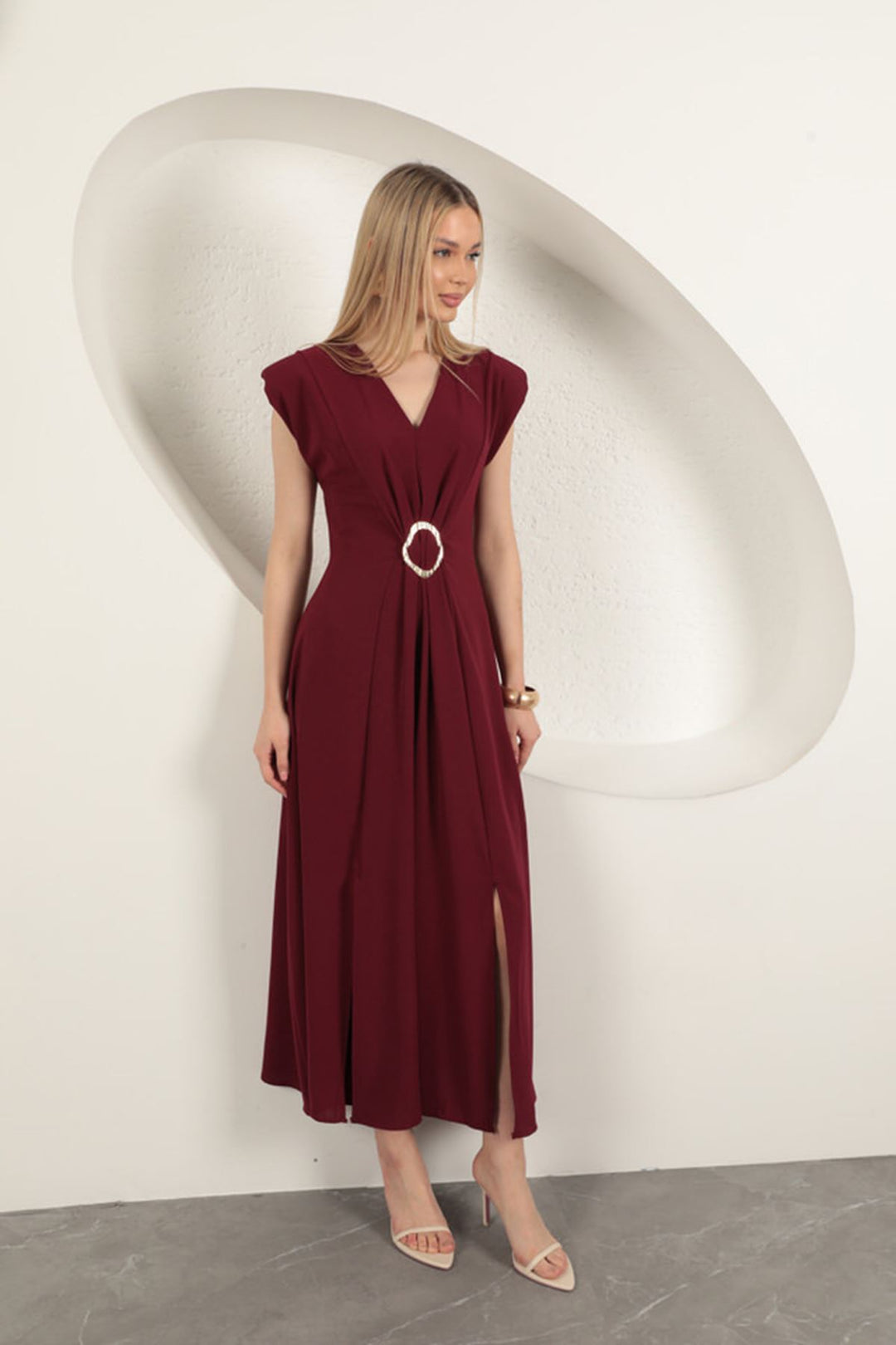 KKT Buckle Detailed Dress-Plum - Düren