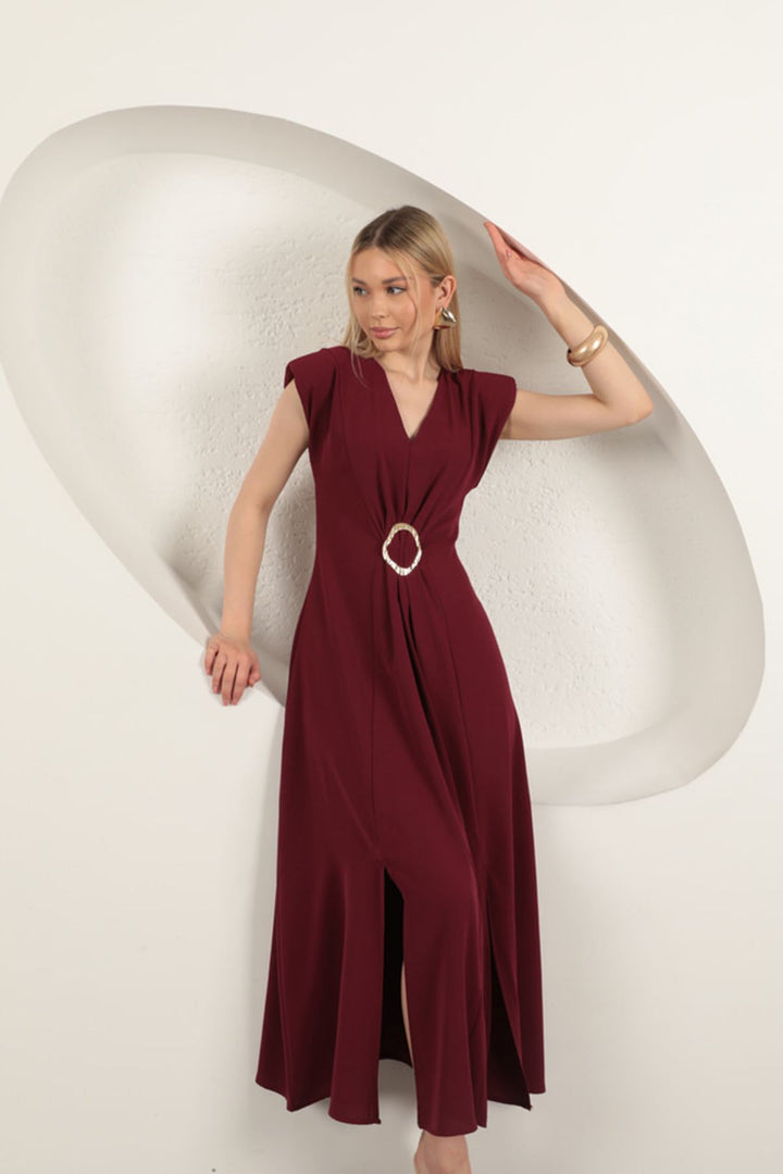 KKT Buckle Detailed Dress-Plum - Düren