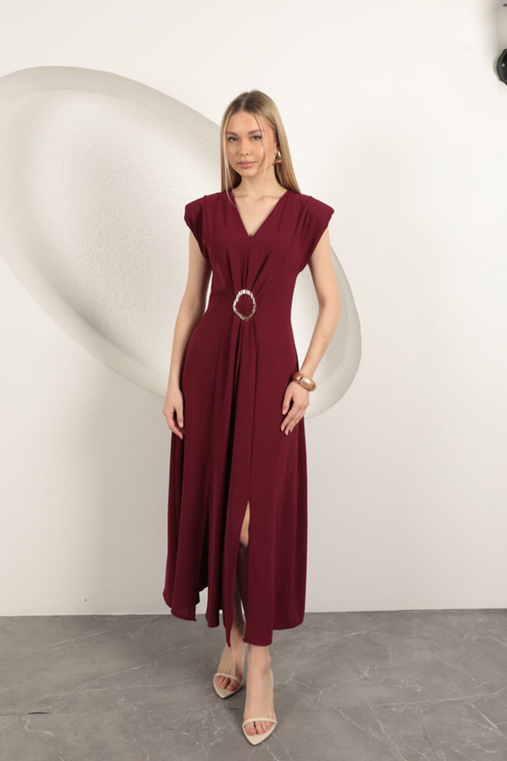 KKT Buckle Detailed Dress-Plum - Düren