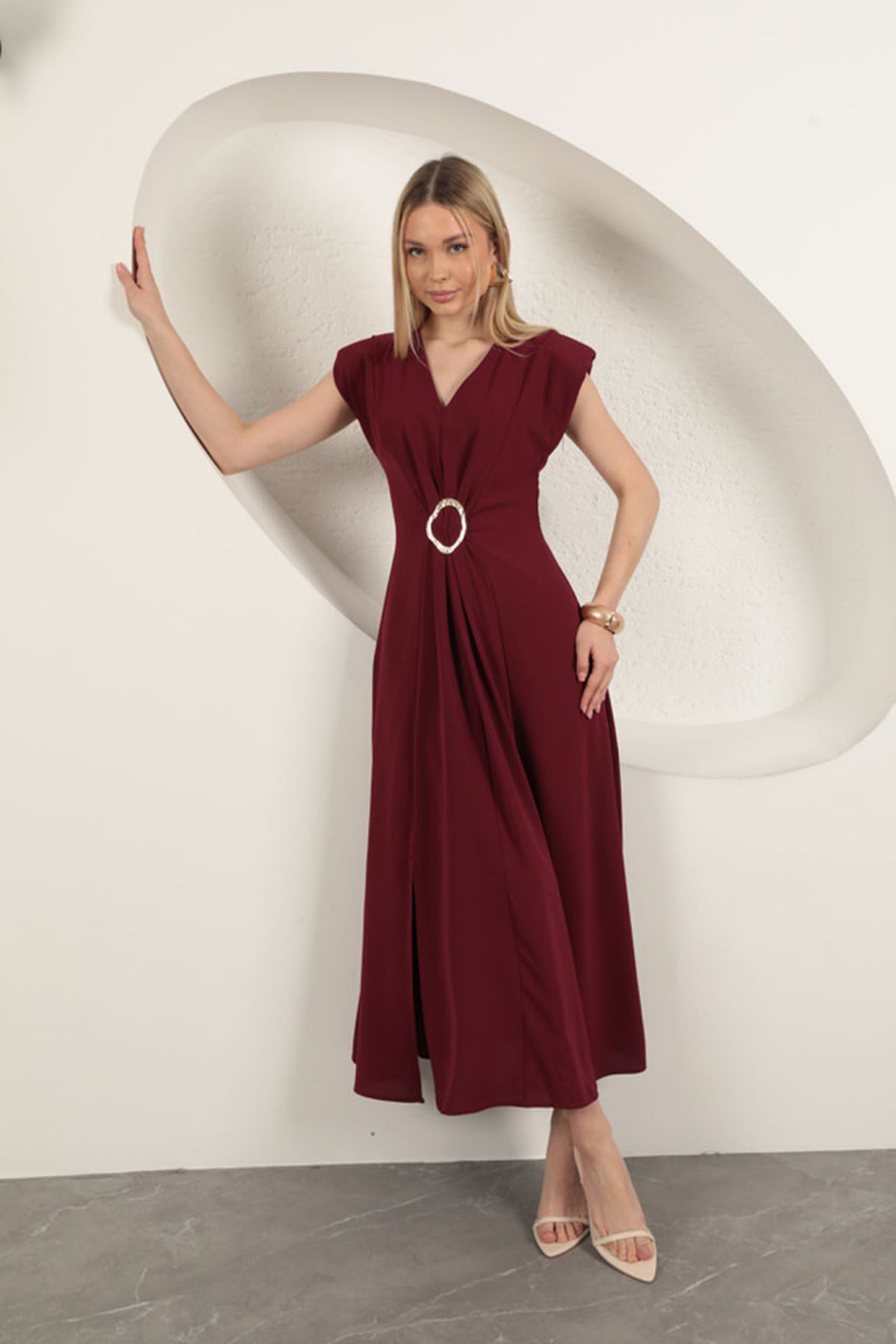 KKT Buckle Detailed Dress-Plum - Düren