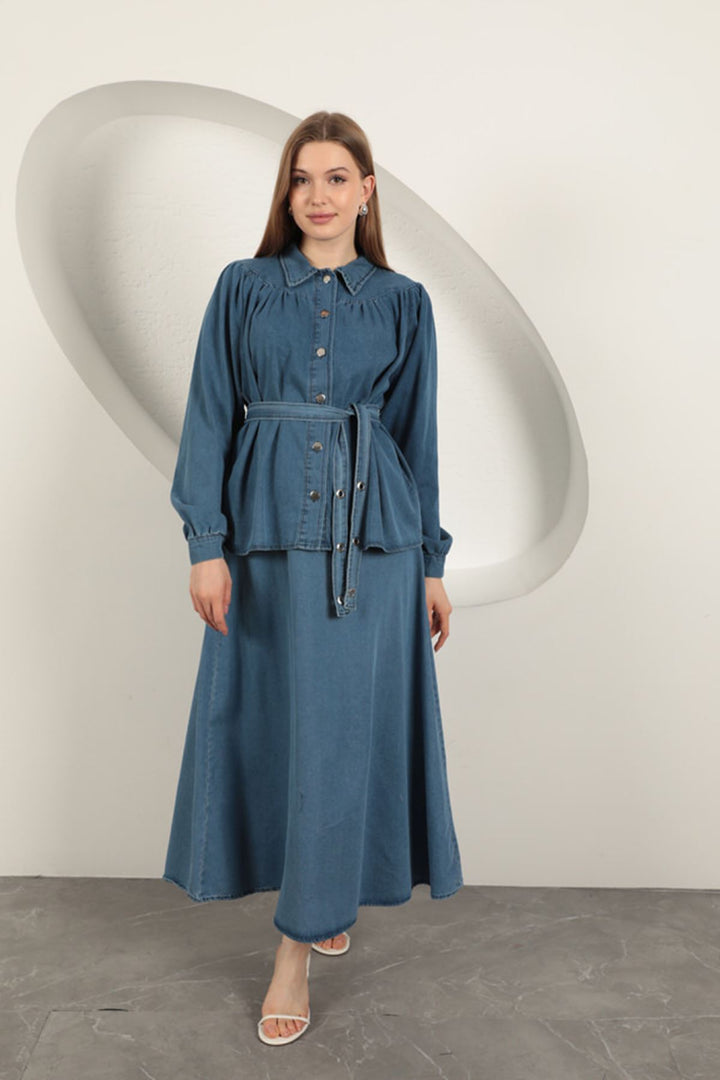 KKT Denim Fabric Skirt Women's Suit-Blue - Rouyn-Noranda