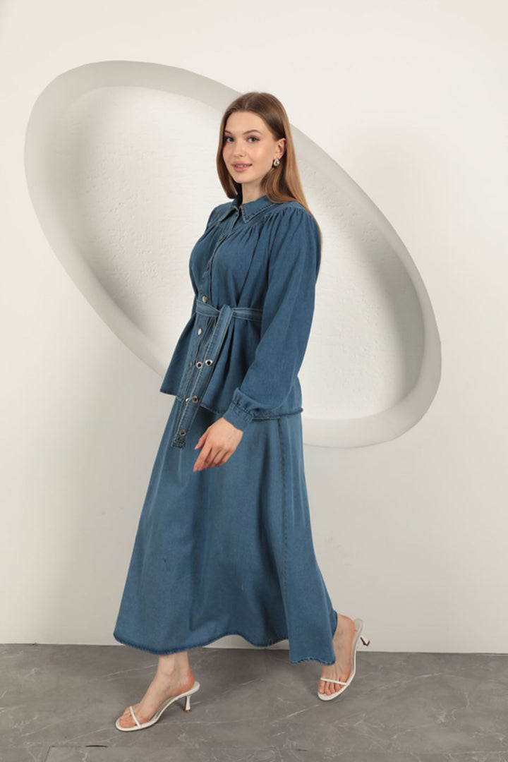 KKT Denim Fabric Skirt Women's Suit-Blue - Rouyn-Noranda