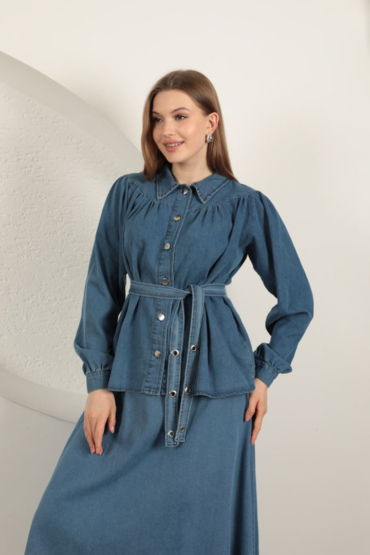 KKT Denim Fabric Skirt Women's Suit-Blue - Rouyn-Noranda