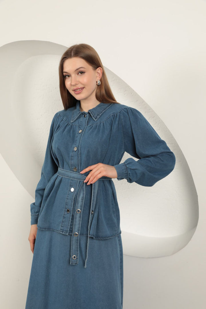 KKT Denim Fabric Skirt Women's Suit-Blue - Rouyn-Noranda