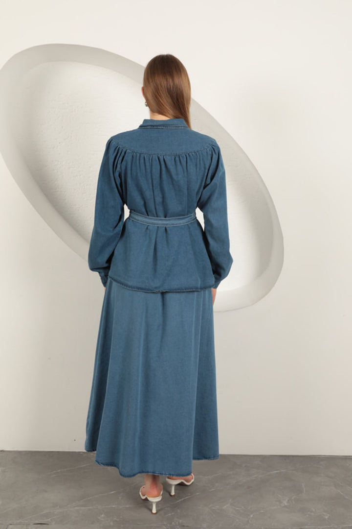 KKT Denim Fabric Skirt Women's Suit-Blue - Rouyn-Noranda