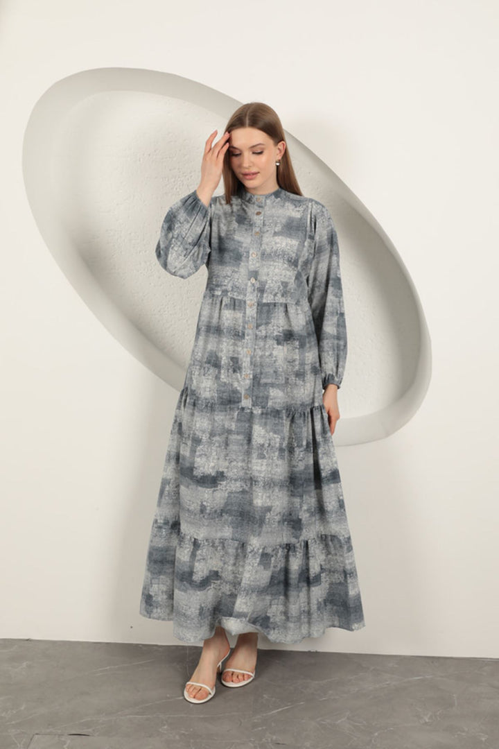 KKT Viscose Fabric Denim Effect Women's Dress-Blue - Rubí
