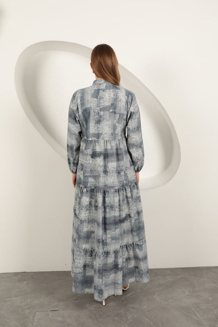 KKT Viscose Fabric Denim Effect Women's Dress-Blue - Rubí