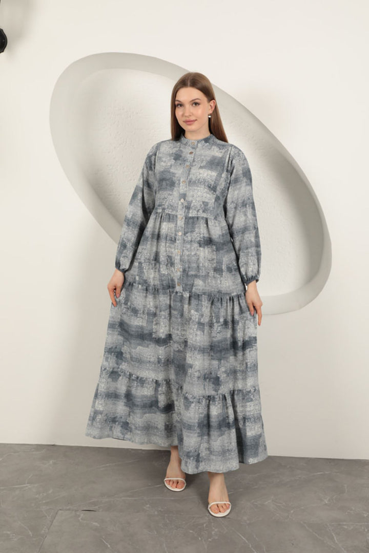 KKT Viscose Fabric Denim Effect Women's Dress-Blue - Rubí
