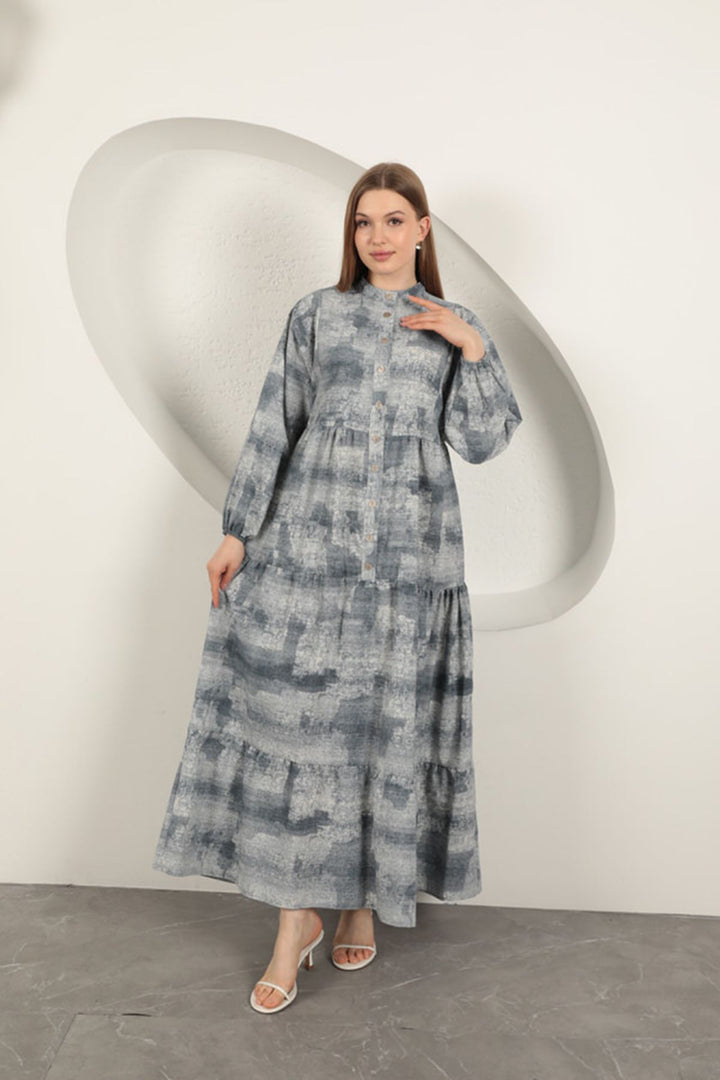 KKT Viscose Fabric Denim Effect Women's Dress-Blue - Rubí