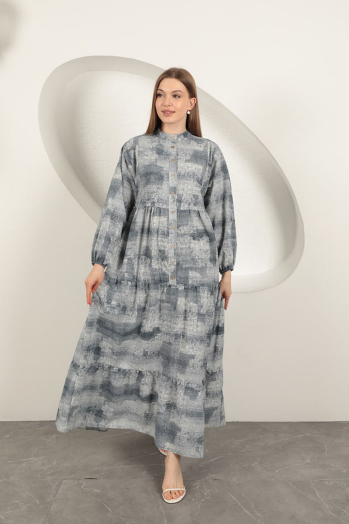 KKT Viscose Fabric Denim Effect Women's Dress-Blue - Rubí