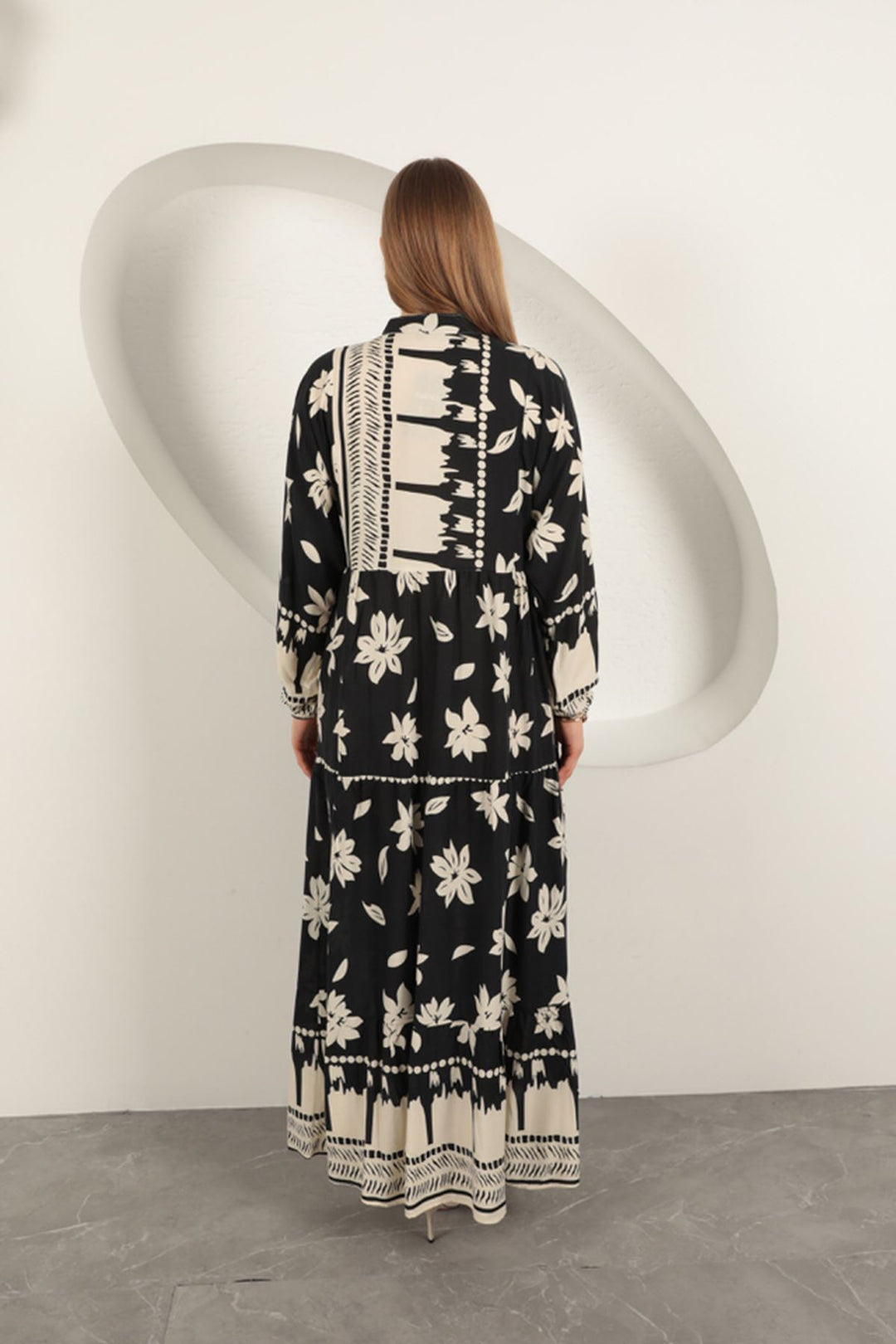 KKT Floral Pattern Women's Dress-Black - Hackensack