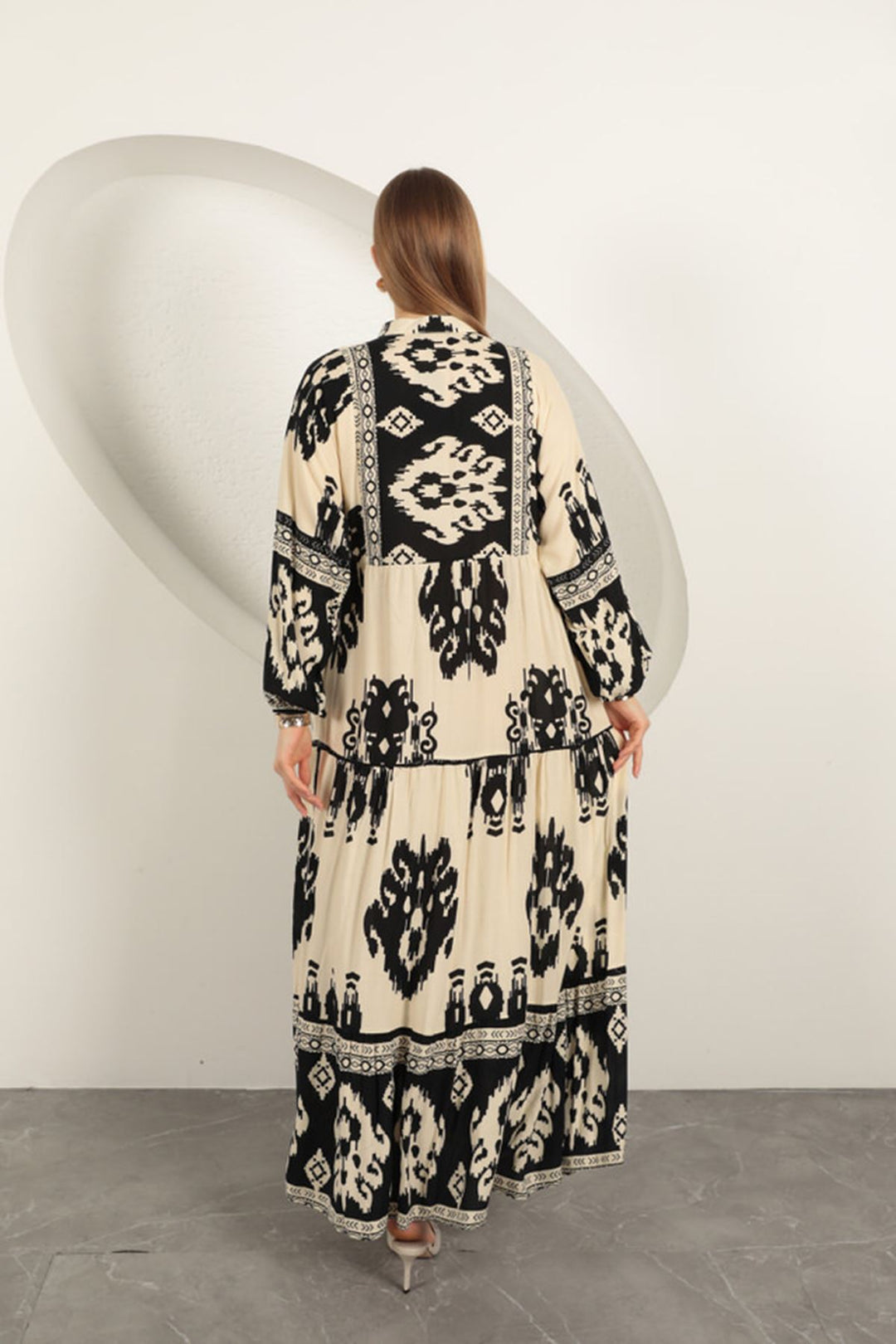 KKT Viscose Fabric Ethnic Pattern Women's Dress-Black - Saint-Martin-d’Hères