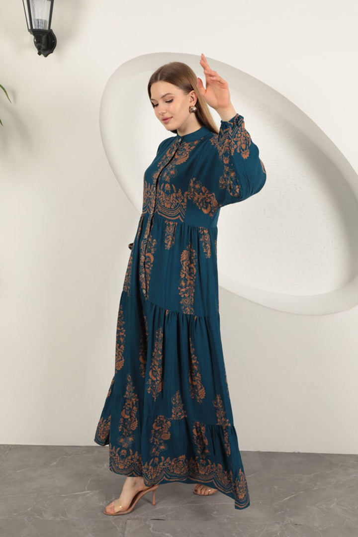 KKT Viscose Fabric Ethnic Pattern Women's Dress-Indigo - Eccles