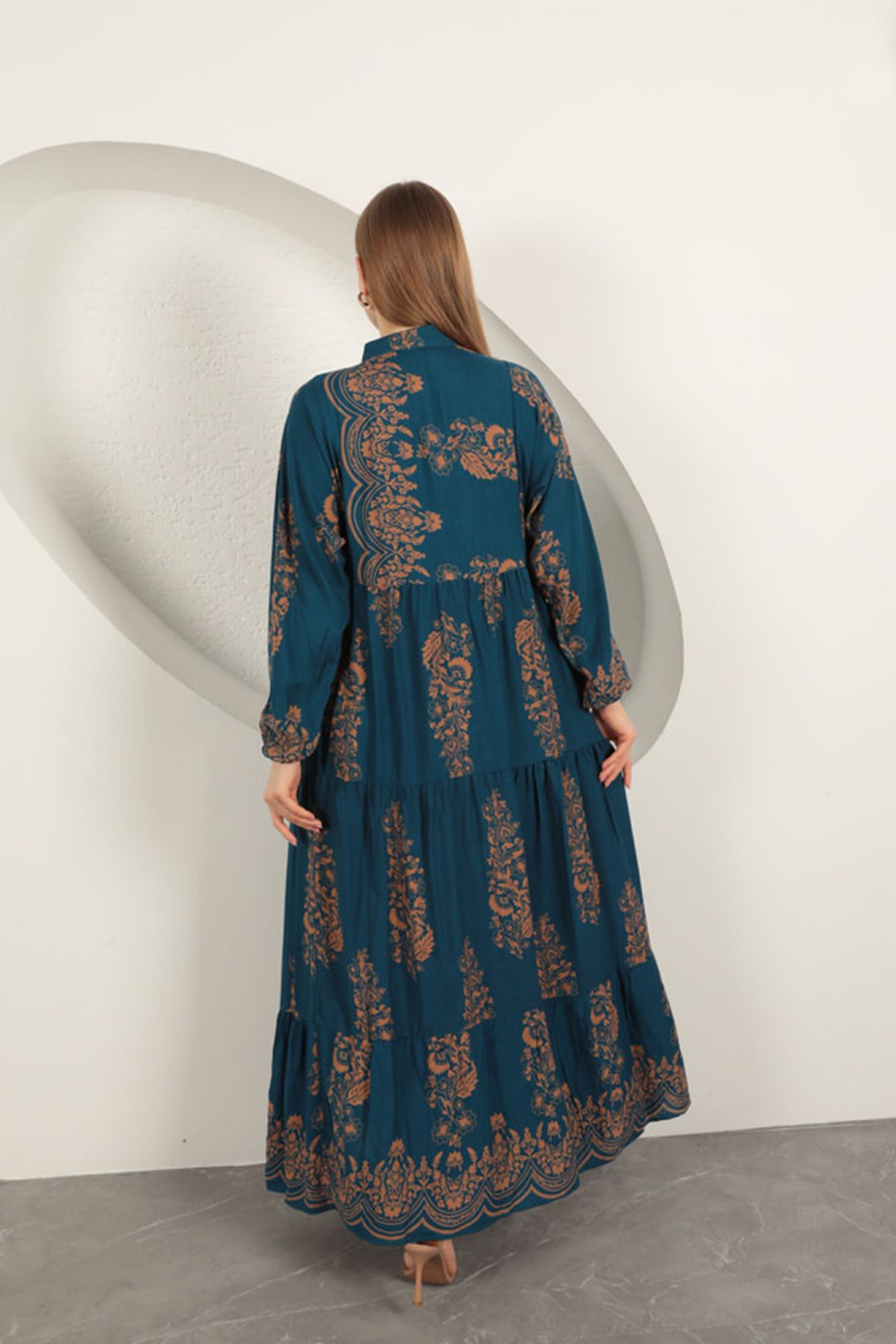 KKT Viscose Fabric Ethnic Pattern Women's Dress-Indigo - Eccles