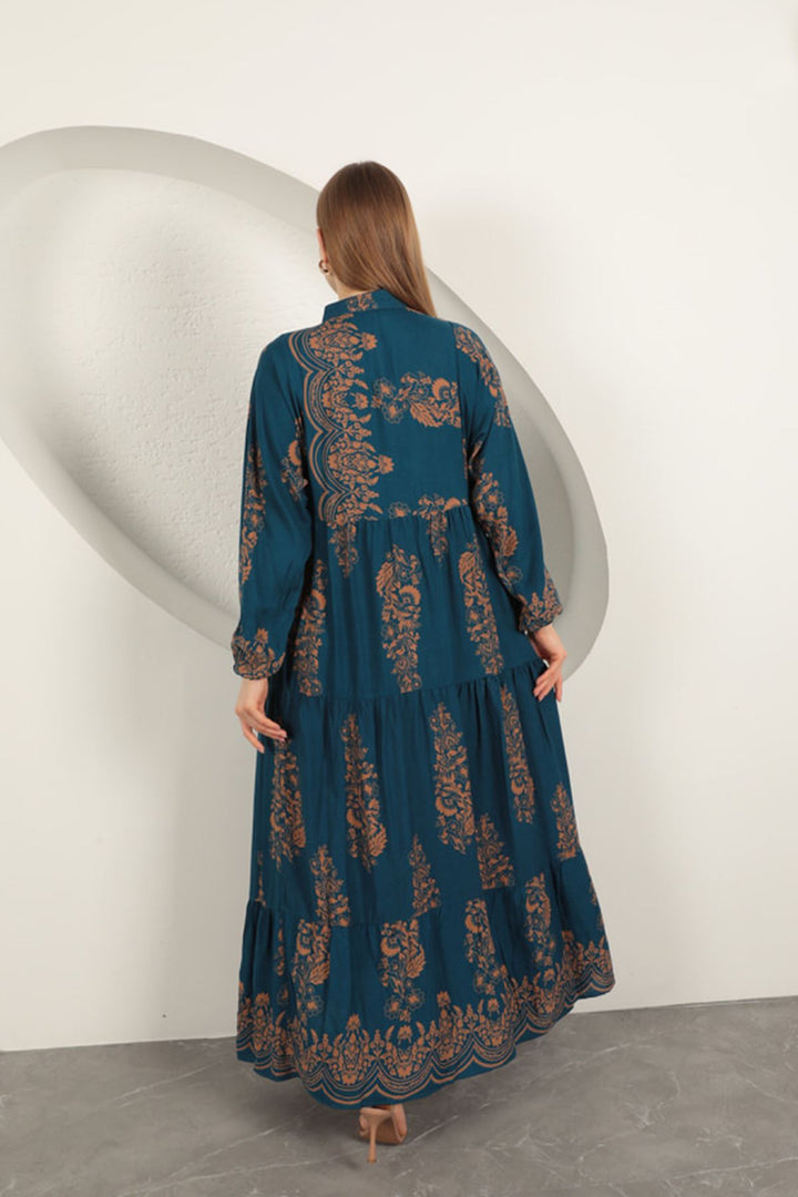 KKT Viscose Fabric Ethnic Pattern Women's Dress-Indigo - Eccles