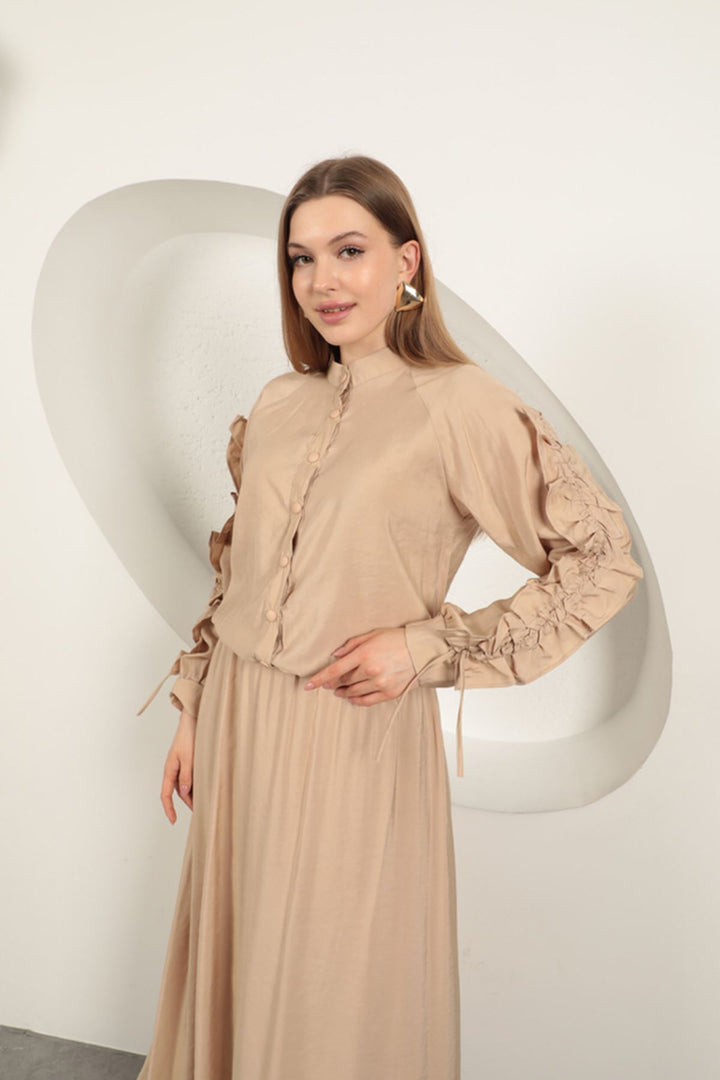 KKT Modal Fabric Sleeve Detailed Suit-Beige - Pine Hills