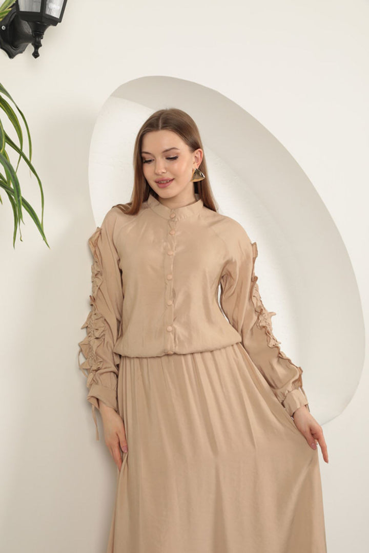 KKT Modal Fabric Sleeve Detailed Suit-Beige - Pine Hills