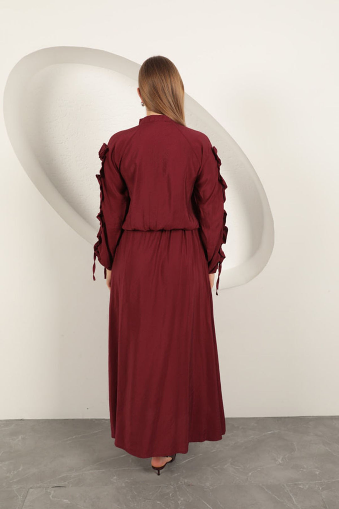 KKT Modal Fabric Sleeve Detailed Suit-Burgundy - Greer