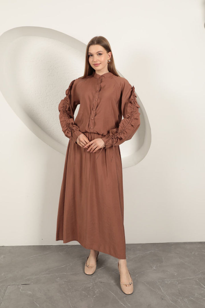 KKT Modal Fabric Sleeve Detailed Suit-Brown - Somerville