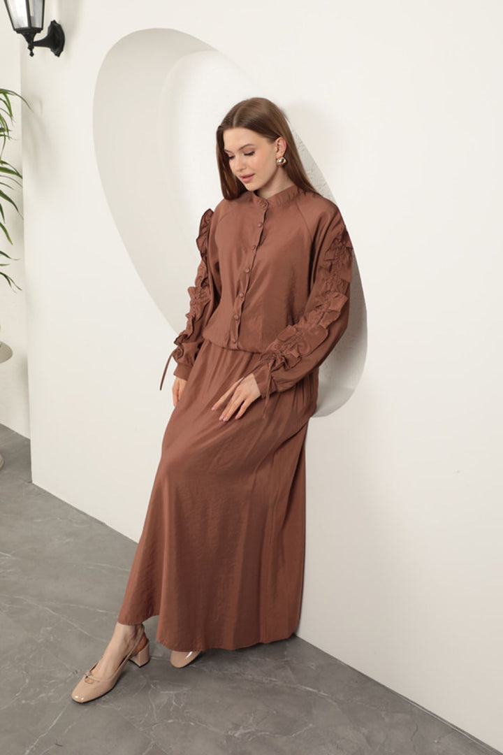 KKT Modal Fabric Sleeve Detailed Suit-Brown - Somerville