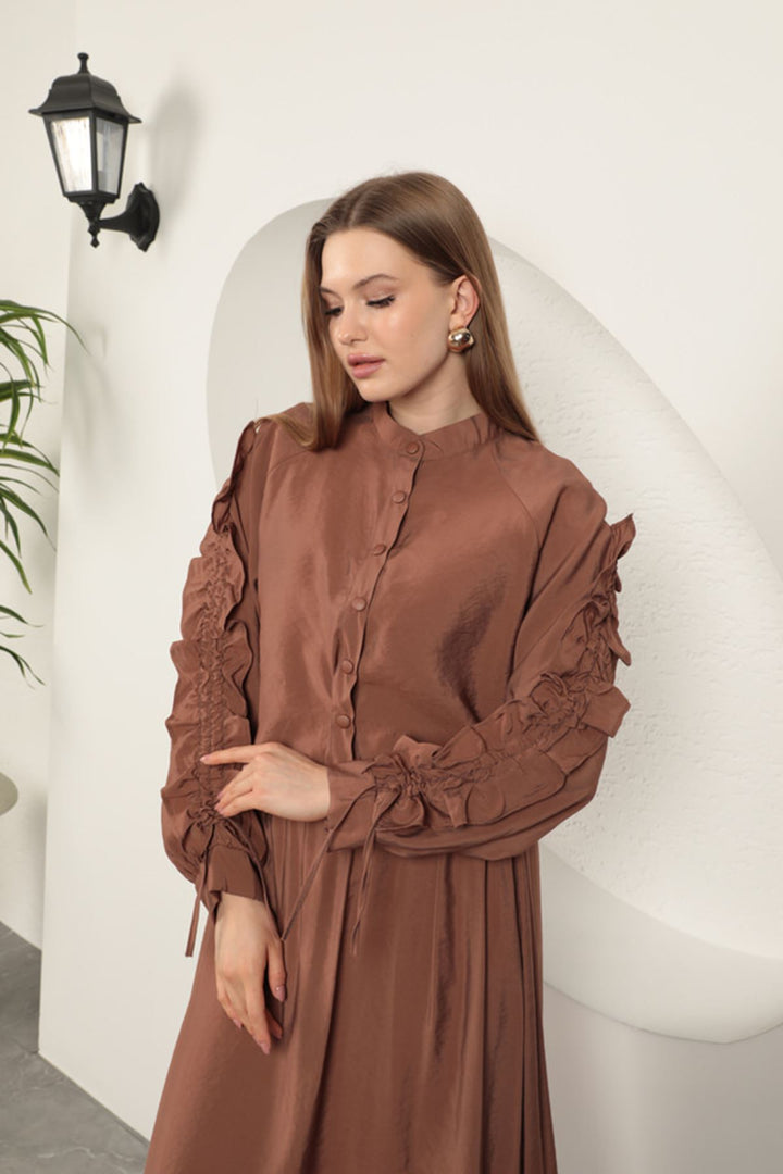 KKT Modal Fabric Sleeve Detailed Suit-Brown - Somerville