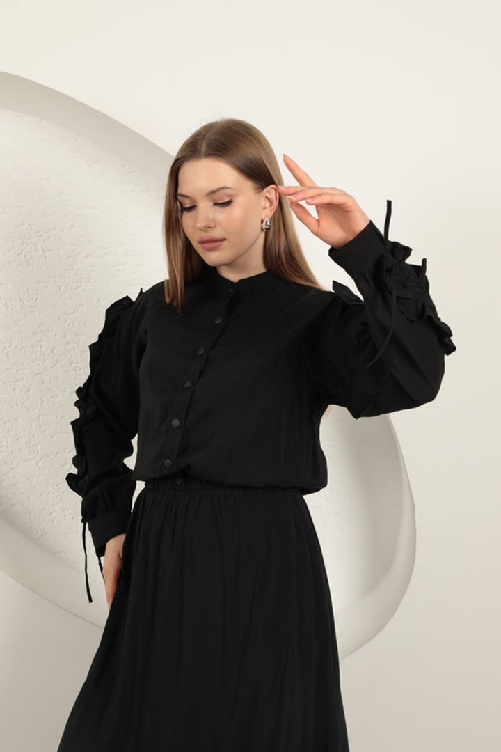 KKT Modal Fabric Sleeve Detailed Suit-Black - North Las Vegas
