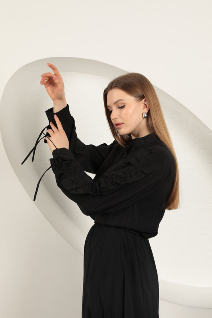 KKT Modal Fabric Sleeve Detailed Suit-Black - North Las Vegas