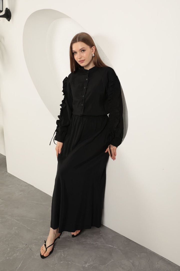 KKT Modal Fabric Sleeve Detailed Suit-Black - North Las Vegas