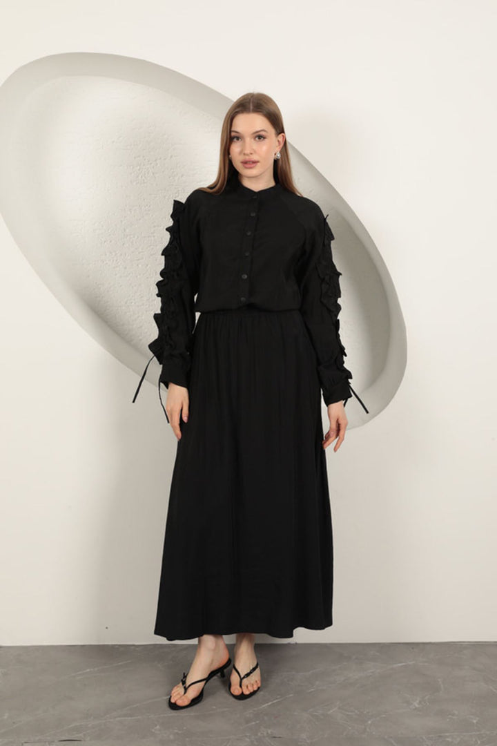 KKT Modal Fabric Sleeve Detailed Suit-Black - North Las Vegas