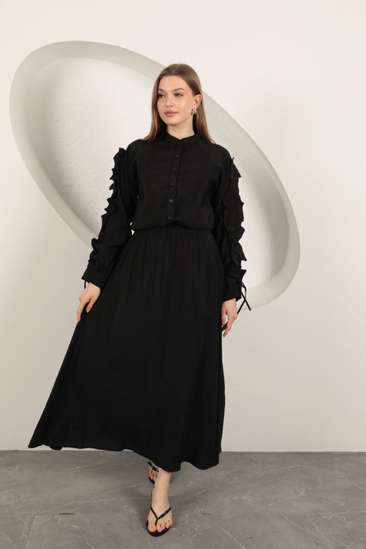 KKT Modal Fabric Sleeve Detailed Suit-Black - North Las Vegas