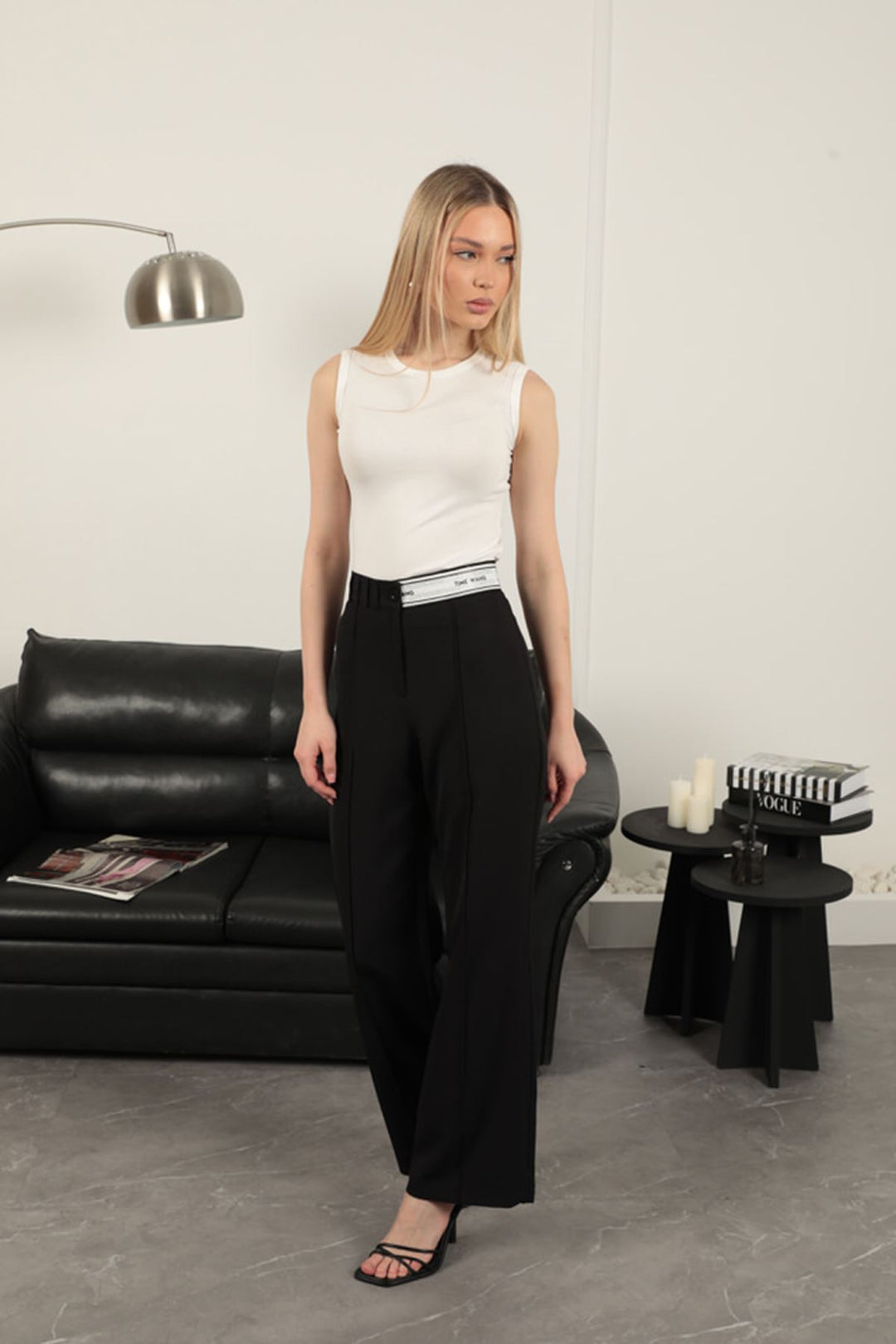 KKT Belt Stone Detailed Trousers-Black - Würselen