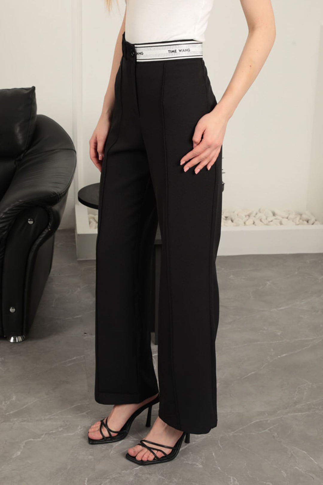 KKT Belt Stone Detailed Trousers-Black - Würselen