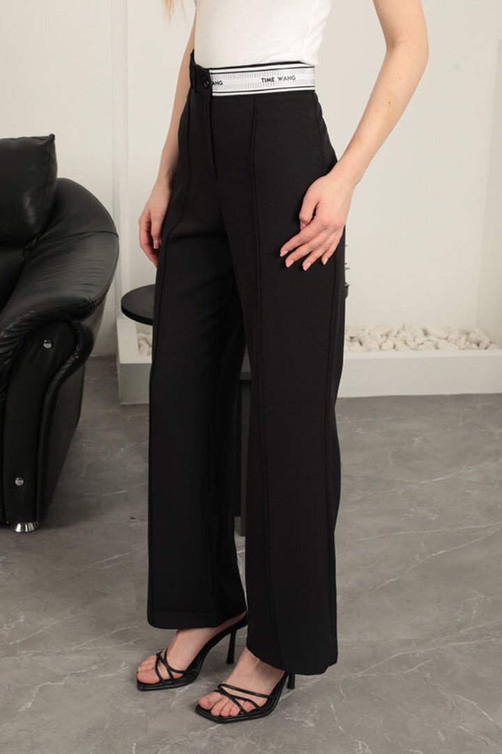 KKT Belt Stone Detailed Trousers-Black - Würselen