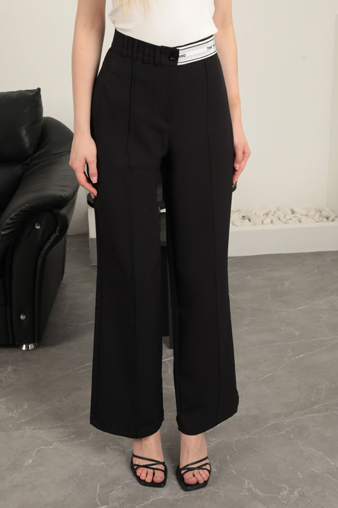 KKT Belt Stone Detailed Trousers-Black - Würselen