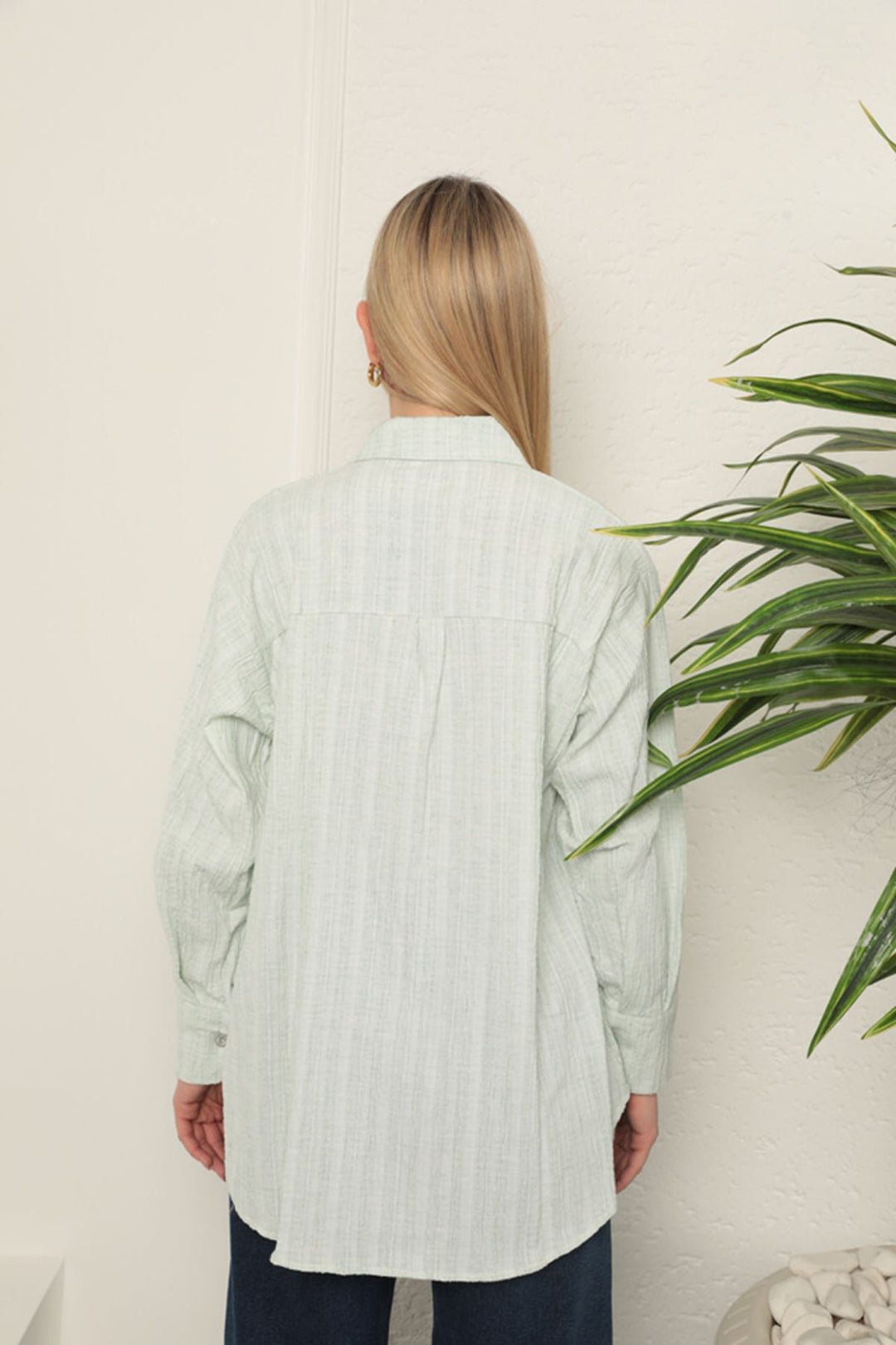 KKT Cotton Crepe Fabric Women's Shirt-Mint - Edina