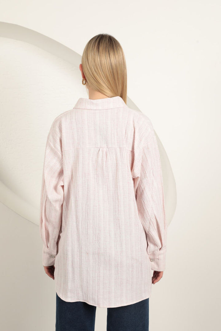 KKT Cotton Crepe Fabric Women's Shirt-Pink - Panevėžys