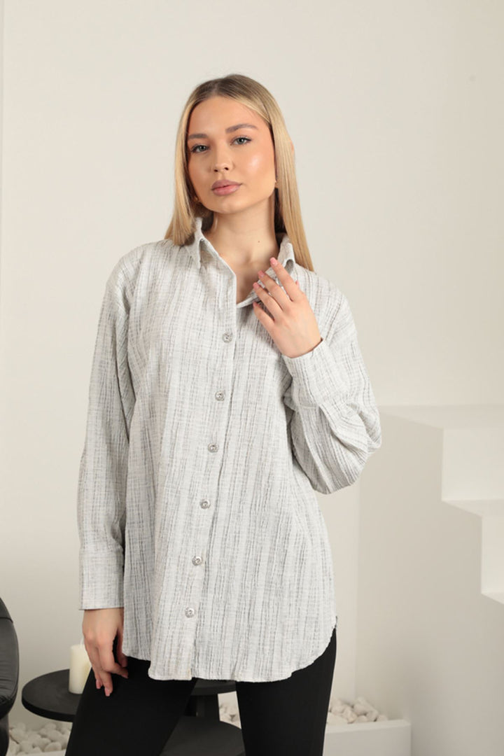 KKT Cotton Crepe Fabric Women's Shirt-Grey - Cedar Falls